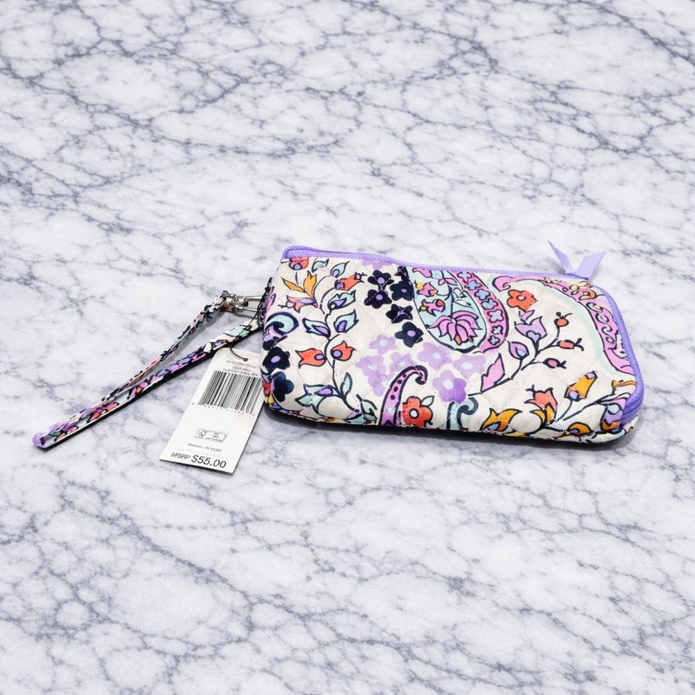 Vera Bradley Floral Wristlet Clutch - Purple and Cream paisley